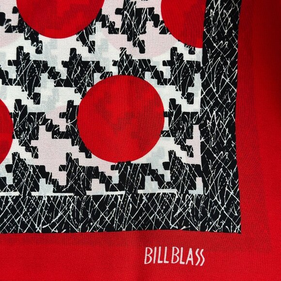Bill Blass Polka Dot Silk Scarf, Houndstooth, 34x34 NWT Vintage - Picture 3 of 8